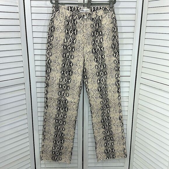 Zara Jeans Size 12 Snake Skin Print Straight Leg NWOT - Picture 5 of 13